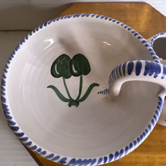 Made in Spain Olive Bowl with Toothpick Salt Holder Painted pottery Bowl Server - Picture 7 of 14